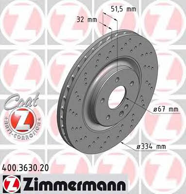 Otto Zimmermann 400.3630.20 Front brake disc ventilated 400363020