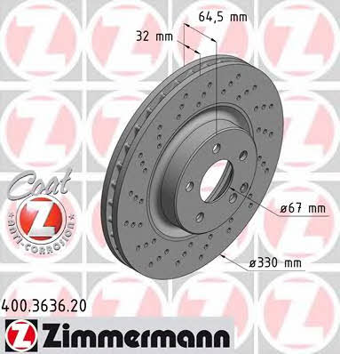 Otto Zimmermann 400.3636.20 Front brake disc ventilated 400363620