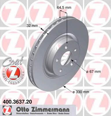 Otto Zimmermann 400.3637.20 Brake disc 400363720