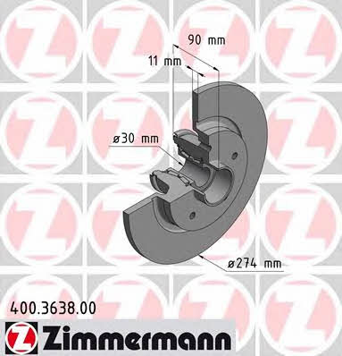 Otto Zimmermann 400.3638.00 Rear brake disc, non-ventilated 400363800