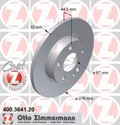 Otto Zimmermann 400.3641.20 Unventilated front brake disc 400364120