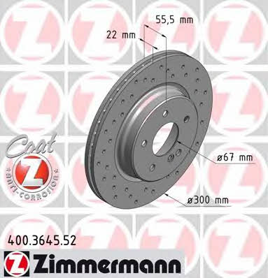 Otto Zimmermann 400.3645.52 Rear ventilated brake disc 400364552