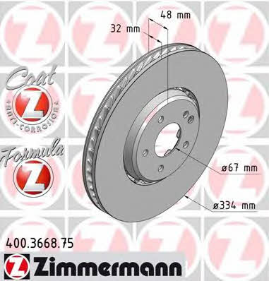 Otto Zimmermann 400.3668.75 Front brake disc ventilated 400366875