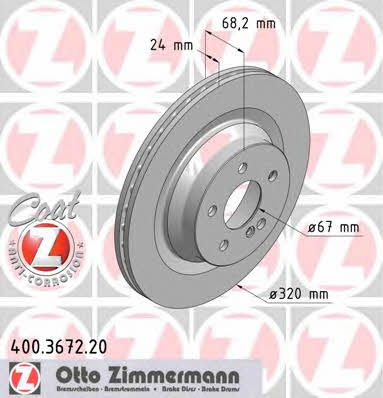 Otto Zimmermann 400.3672.20 Rear ventilated brake disc 400367220