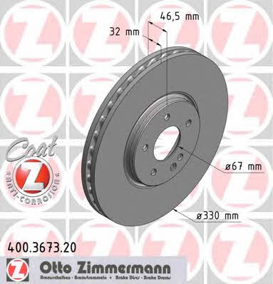 Otto Zimmermann 400.3673.20 Front brake disc ventilated 400367320