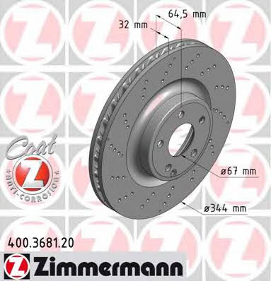 Otto Zimmermann 400.3681.20 Front brake disc ventilated 400368120