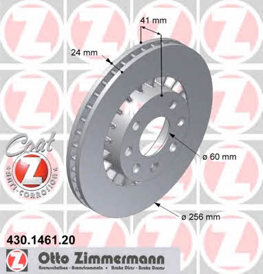 Front brake disc ventilated Otto Zimmermann 430.1461.20