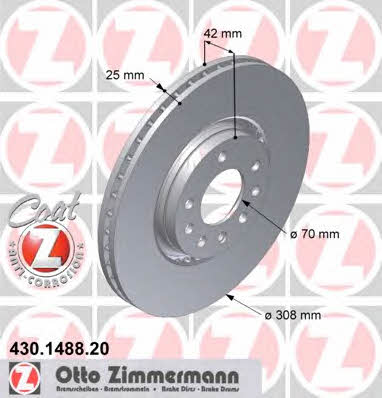 Otto Zimmermann 430.1488.20 Front brake disc ventilated 430148820