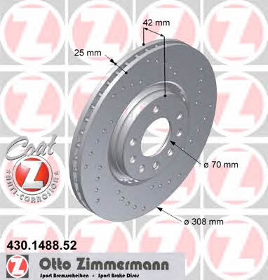 Otto Zimmermann 430.1488.52 Front brake disc ventilated 430148852