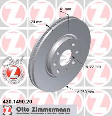 Otto Zimmermann 430.1490.20 Front brake disc ventilated 430149020