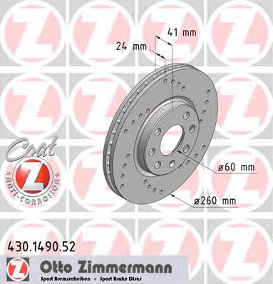 Otto Zimmermann 430.1490.52 Front brake disc ventilated 430149052