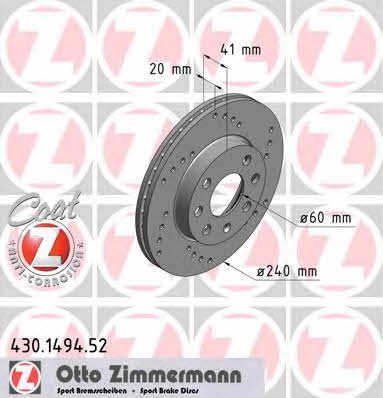 Otto Zimmermann 430.1494.52 Front brake disc ventilated 430149452