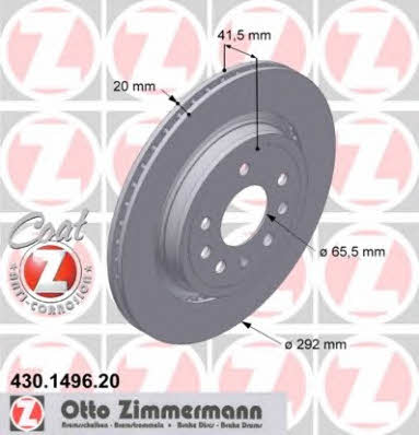 Otto Zimmermann 430.1496.20 Rear ventilated brake disc 430149620