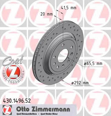 Otto Zimmermann 430.1496.52 Rear ventilated brake disc 430149652