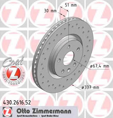 Otto Zimmermann 430.2616.52 Brake disc 430261652