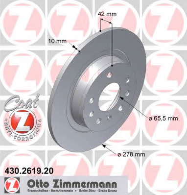 Otto Zimmermann 430.2619.20 Rear brake disc, non-ventilated 430261920