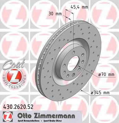 Otto Zimmermann 430.2620.52 Front brake disc ventilated 430262052
