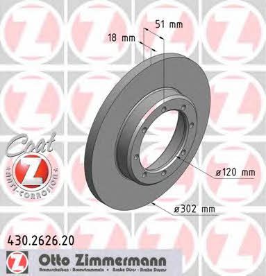 Otto Zimmermann 430.2626.20 Rear brake disc, non-ventilated 430262620