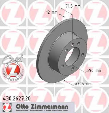 Otto Zimmermann 430.2627.20 Rear brake disc, non-ventilated 430262720