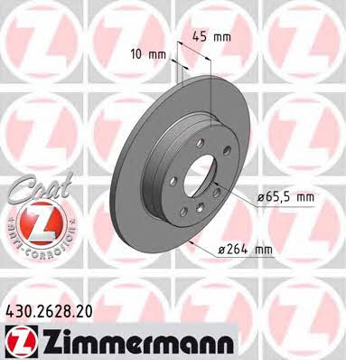 Otto Zimmermann 430.2628.20 Rear brake disc, non-ventilated 430262820