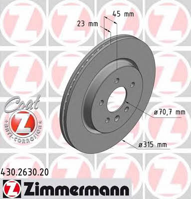 Otto Zimmermann 430.2630.20 Rear ventilated brake disc 430263020