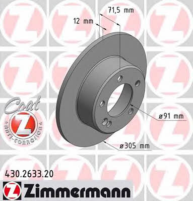 Otto Zimmermann 430.2633.20 Rear brake disc, non-ventilated 430263320
