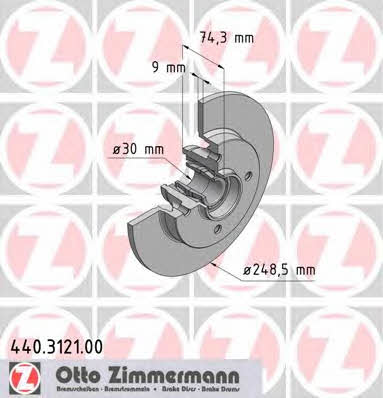 Otto Zimmermann 440.3121.00 Rear brake disc, non-ventilated 440312100