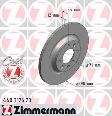 Otto Zimmermann 440.3126.20 Rear brake disc, non-ventilated 440312620