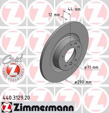 Otto Zimmermann 440.3129.20 Rear brake disc, non-ventilated 440312920