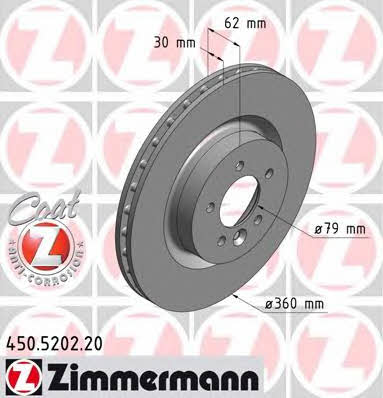 Otto Zimmermann 450.5202.20 Front brake disc ventilated 450520220