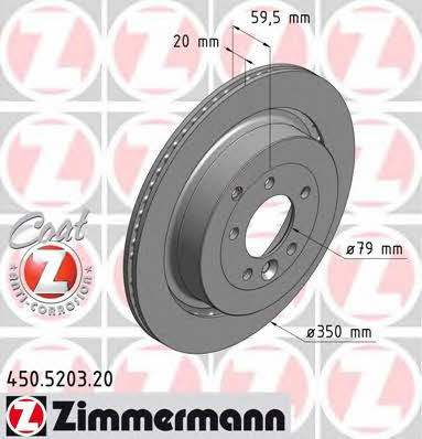 Otto Zimmermann 450.5203.20 Rear ventilated brake disc 450520320