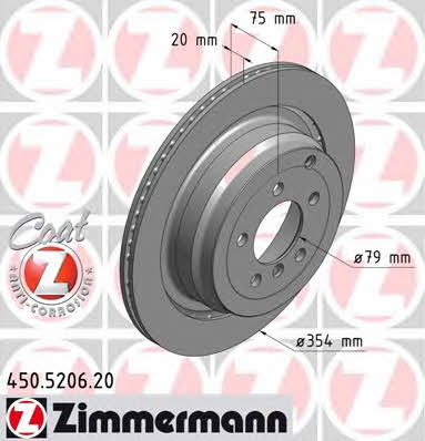 Otto Zimmermann 450.5206.20 Rear ventilated brake disc 450520620