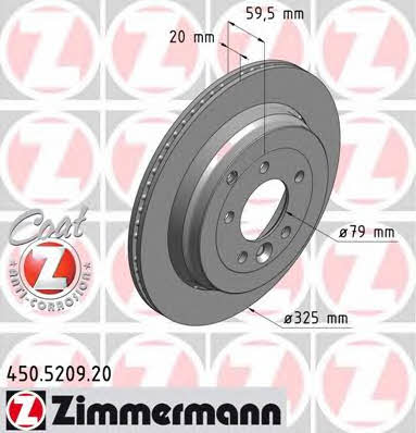 Otto Zimmermann 450.5209.20 Rear ventilated brake disc 450520920