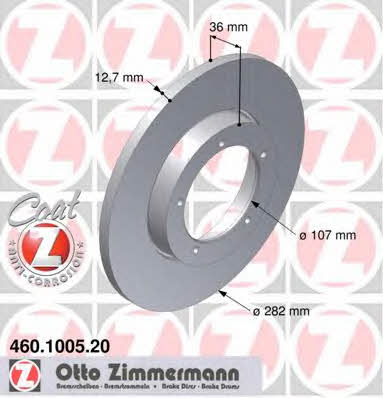 Otto Zimmermann 460.1005.20 Unventilated front brake disc 460100520