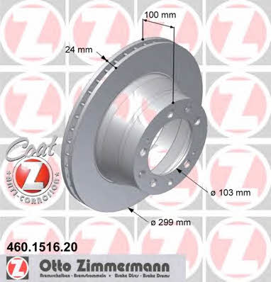 Otto Zimmermann 460.1516.20 Rear ventilated brake disc 460151620