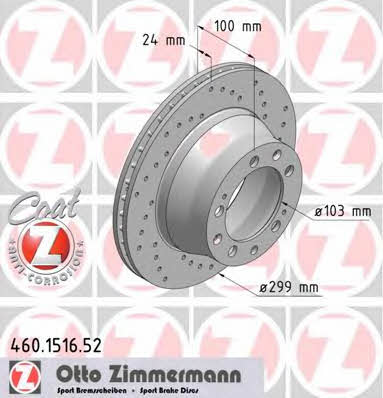 Otto Zimmermann 460.1516.52 Rear ventilated brake disc 460151652