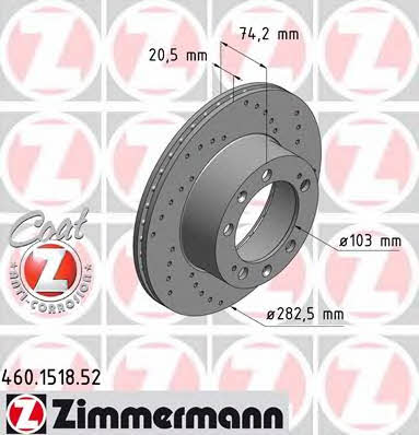 Otto Zimmermann 460.1518.52 Front brake disc ventilated 460151852