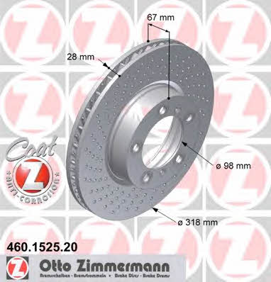 Otto Zimmermann 460.1525.20 Front brake disc ventilated 460152520