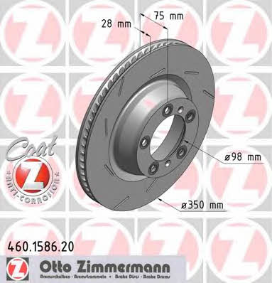 Otto Zimmermann 460.1586.20 Rear ventilated brake disc 460158620