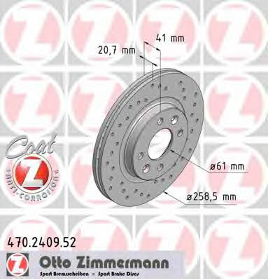 Otto Zimmermann 470.2409.52 Front brake disc ventilated 470240952