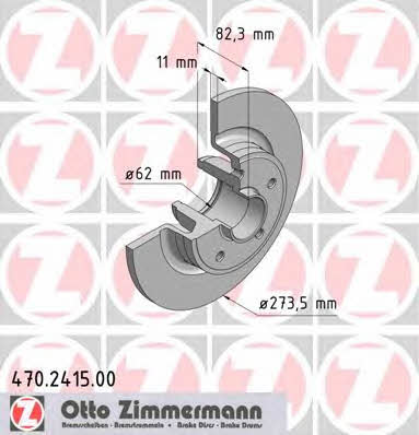 Otto Zimmermann 470.2415.00 Rear brake disc, non-ventilated 470241500