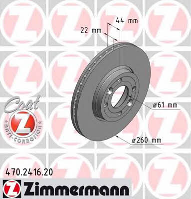 Otto Zimmermann 470.2416.20 Front brake disc ventilated 470241620