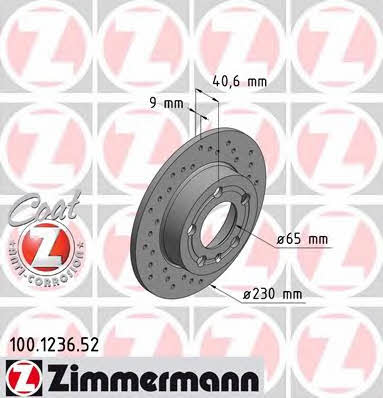 Otto Zimmermann 100.1236.52 Rear brake disc, non-ventilated 100123652
