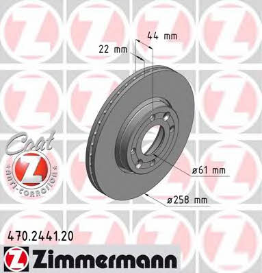 Otto Zimmermann 470.2441.20 Front brake disc ventilated 470244120