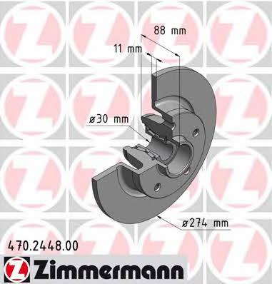 Otto Zimmermann 470.2448.00 Rear brake disc, non-ventilated 470244800