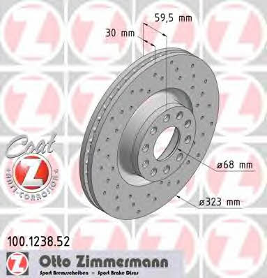Otto Zimmermann 100.1238.52 Front brake disc ventilated 100123852