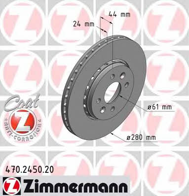 Otto Zimmermann 470.2450.20 Front brake disc ventilated 470245020