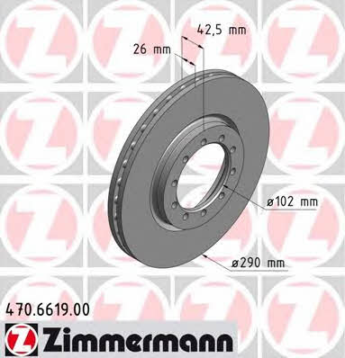 Otto Zimmermann 470.6619.00 Front brake disc ventilated 470661900
