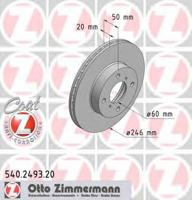 Otto Zimmermann 540.2493.20 Front brake disc ventilated 540249320