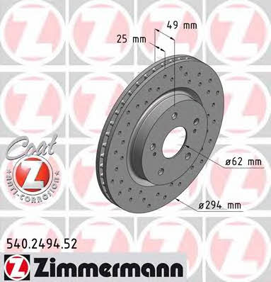 Otto Zimmermann 540.2494.52 Front brake disc ventilated 540249452